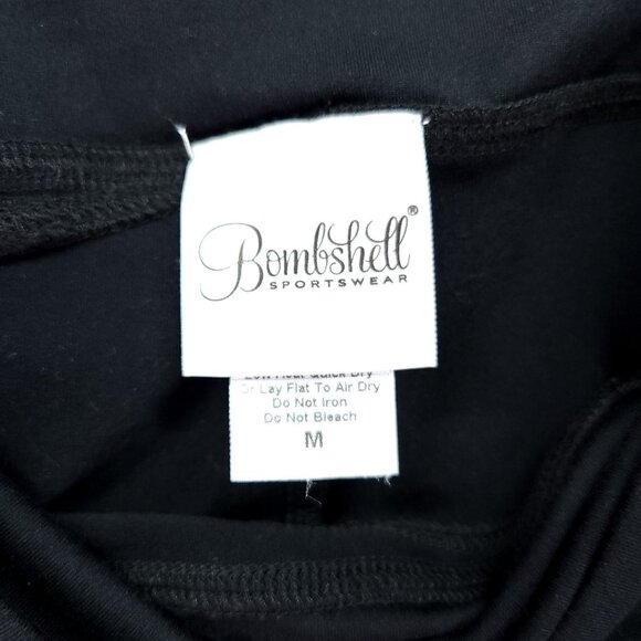 Bombshell Sportswear Side Cut-Out Mesh Leggings Size Medium Black - Picture 11 of 13